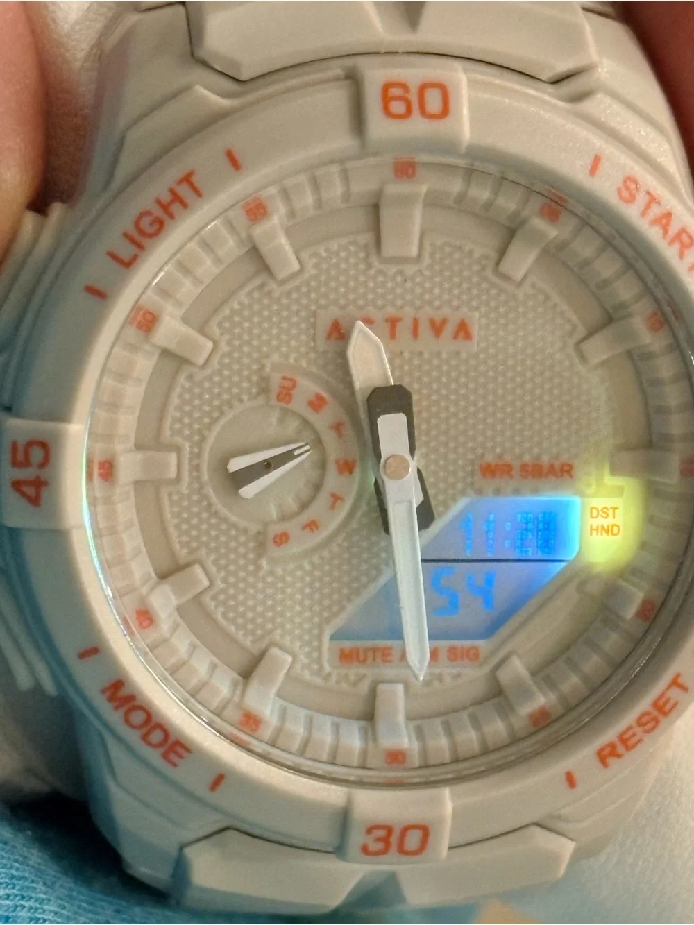 Activa White and Orange Sport Digital-Analog Watch